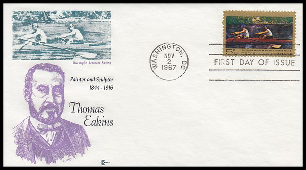 1335 / 5c Thomas Eakins 1967 Cover Craft Cachets FDC w / insert card