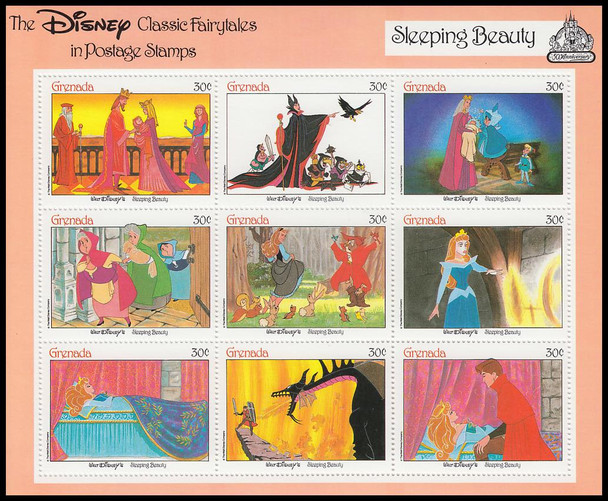 1541 / 30c Sleeping Beauty Disney Classic Fairytales 1987 Grenada Souvenir Sheet MNH VF with Certificate