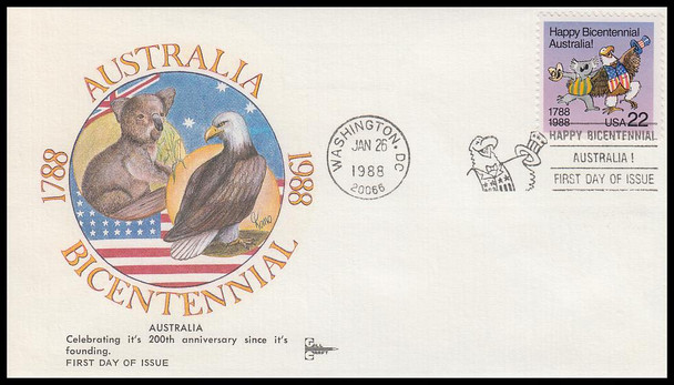 2370 / 22c Australia Bicentennial Celebration 1988 Gill Craft First Day Cover