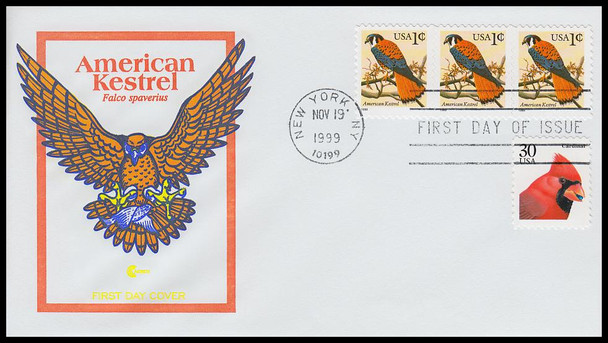 3031 / 1c American Kestrel 1999 Cover Craft Cachets FDC With Insert Card (Limited Edition of Only 150 Made)