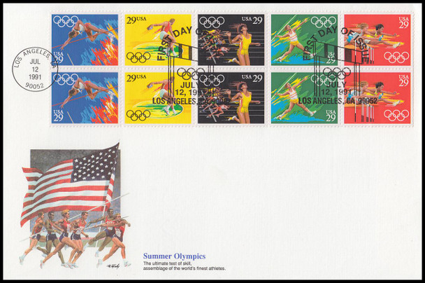 2557a / 29c Summer Olympic Games Block Oversized Large Format Fleetwood 1991 FDC
