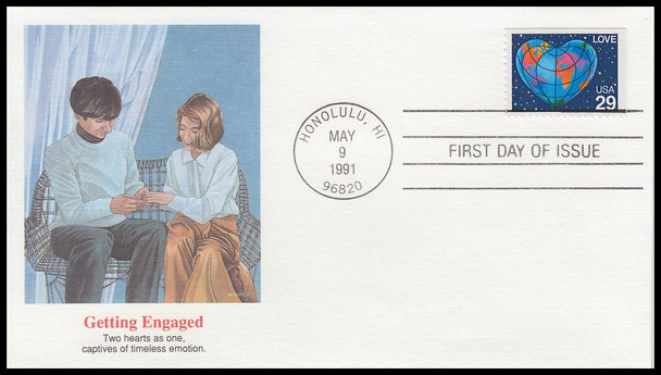 2536 / 29c World Heart Booklet Single : Love Stamp Series 1991 Fleetwood First Day Cover