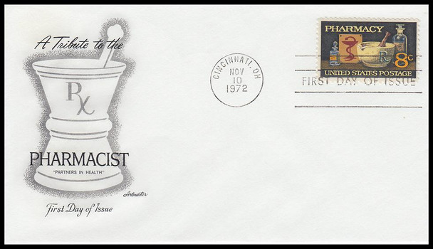1473 / 8c Pharmacy : Saluting Pharmacists Artmaster 1972 First Day Cover