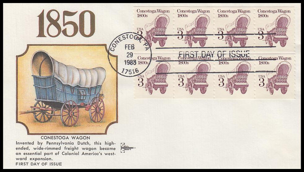 2252 / 3c Conestoga Wagon 1800s Coil Strips Gill Craft 1988 First Day Cover