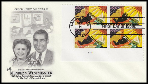 4201 / 41c Mendez vs Westminster Plate Block Artcraft 2007 First Day Cover
