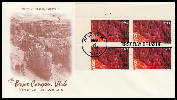 C139 / 63c Bryce Canyon Airmail Plate Block Artcraft 2006 First Day Cover
