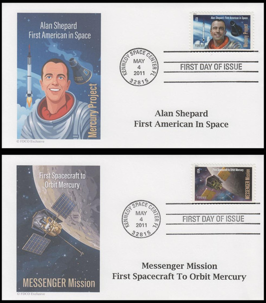 4527 - 4528 / 44c Mercury Mission 2011 Set of 2 FDCO Exclusive FDCs