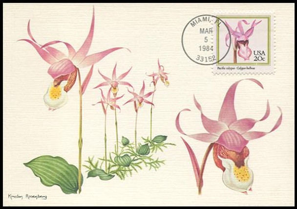 2076 - 2079 / 20c Orchids Set of 4 Fleetwood 1984 Maximum Card