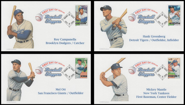 4080 - 4083 / 39c Baseball Sluggers Digital Color Postmark Set of 4 FDCO Exclusive 2006 First Day Covers