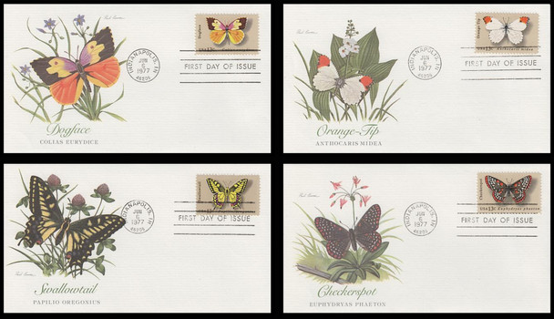 1712 - 1715 / 13c Butterflies Set of 4 Fleetwood 1977 First Day Covers #2