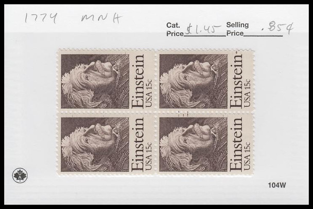 1774 / 15c Albert Einstein Block 1979 Mint Never Hinged Condition