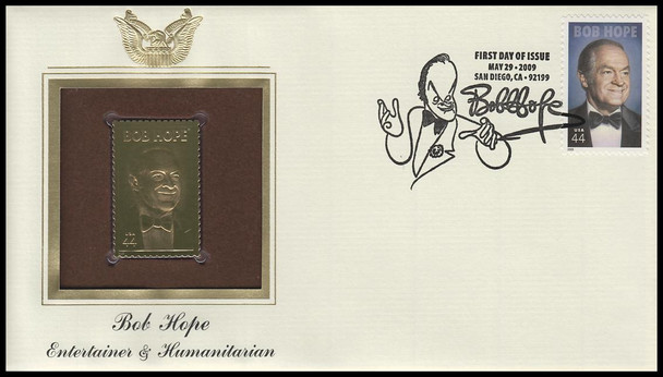 4406 / 44c Bob Hope :  Legend of Hollywood 2009 Gold Replica Postal Commemorative Society FDC with Info Card