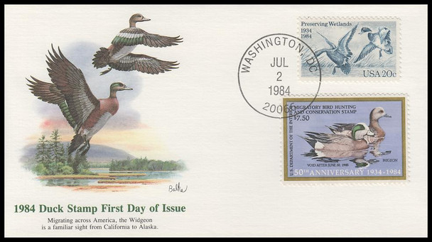 RW51 / $7.50 Wigeon : Federal Duck Stamp 1984 Fleetwood First Day Cover
