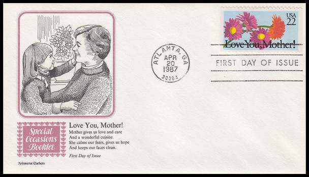 2267 - 2274 / 22c Special Occasions 1987 Set of 8 Aristocrat Cachets First Day Covers