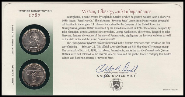 Pennsylvania State Quarter 1999 United States Mint : Official Commemorative Coin Cover Q11