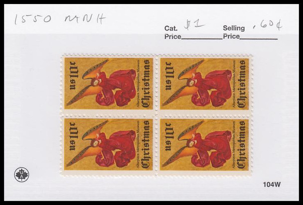1550 / 10c Angel Altarpiece : Christmas Block 1974 Mint Never Hinged Condition