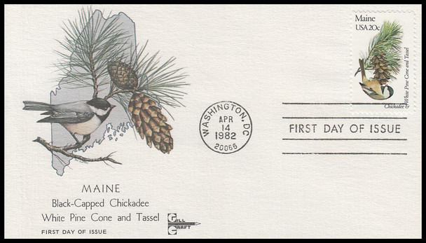 1953 - 2002 / 20c State Birds and Flowers Wash, DC Postmarks Set of 50 Gill Craft 1982 FDCs 1953 - 2002 / 20c State Birds and Flowers Wash, DC Postmarks Set of 50 Gill Craft 1982 FDCs