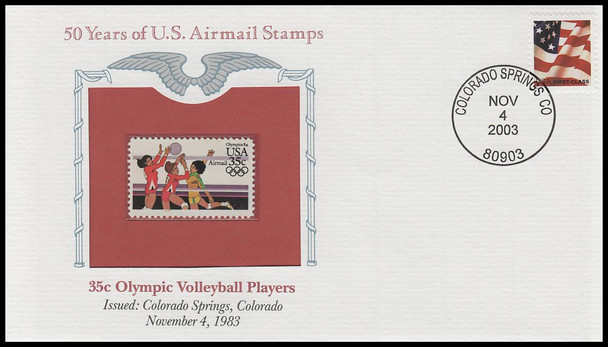 C111 / 35c Olympic Volleyball Airmail PCS Commemorative Cover 2003 and Info Card C111 / 35c Olympic Volleyball Airmail PCS Commemorative Cover 2003 and Info Card