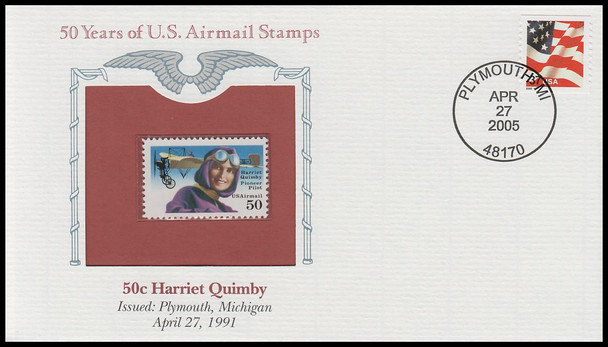 C128 / 50c Harriet Quimby Airmail PCS Commemorative Cover 2005 and Info Card C128 / 50c Harriet Quimby Airmail PCS Commemorative Cover 2005 and Info Card
