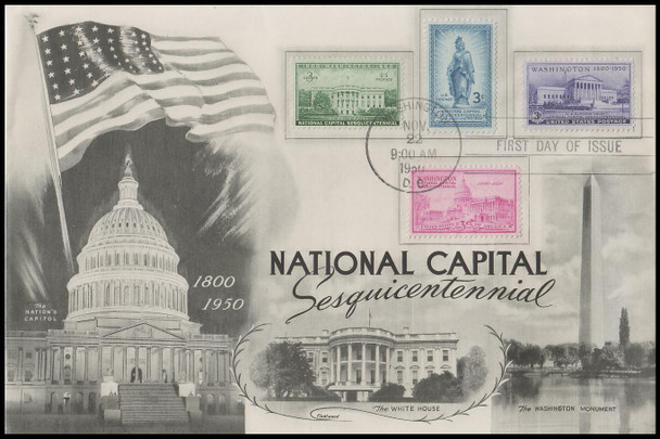 992 / 3c National Capitol Sesquicentennial : US Capitol Building Combo 1950 Oversized Large Format Fleetwood FDC
