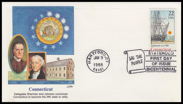 2336 - 2348 / Original 13 Colonies Statehood Bicentennials 1987 - 90 Set of 13 Fleetwood First Day Covers