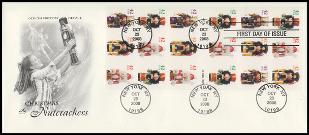 4371b / 42c Holiday Nutcrackers ATM Booklet Pane 2008 on #10 Artcraft First Day Cover