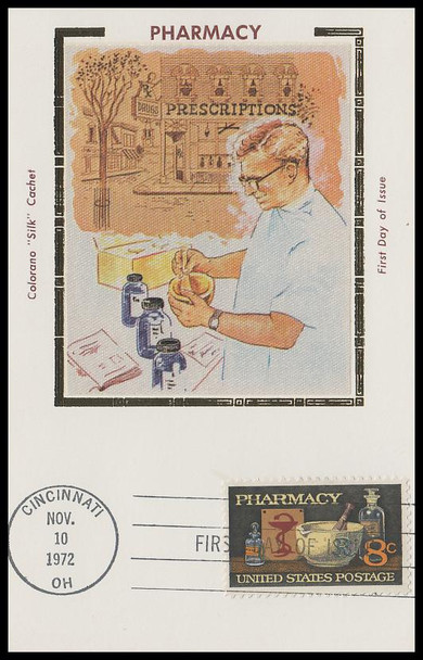 1473 / 8c Pharmacy 1972 Colorano Silk First Day of Issue Maxi Cards