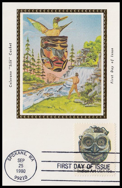 1835 / 15c Chilkat Tlingit Tribe : Pacific Northwest Indian Masks 1980 Colorano Silk First Day of Issue Maxi Card