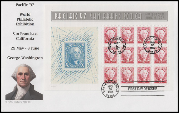 3139 - 3140 / 50c and 60c Pacific '97 Souvenir Sheets 1997 FDCO Exclusive ADD-ON FDCs