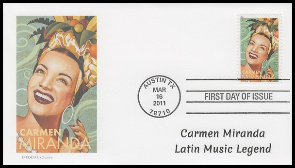 4497 - 4501 / 44c Latin Music Legends 2011 Set of 5 FDCO Exclusive First Day Covers