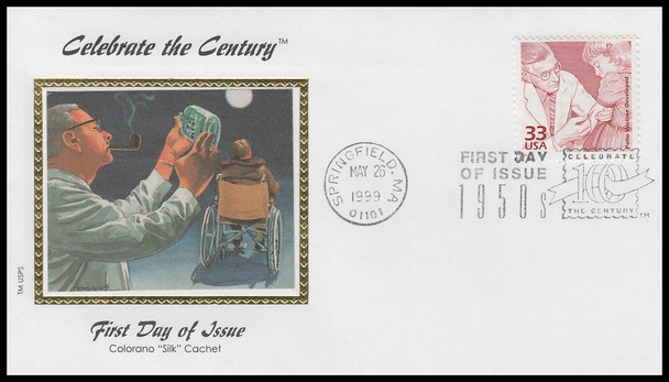 3187a / 33c Polio Vaccine Developed : Celebrate the Century 1950s : 1999 Colorano Silk First Day Cover