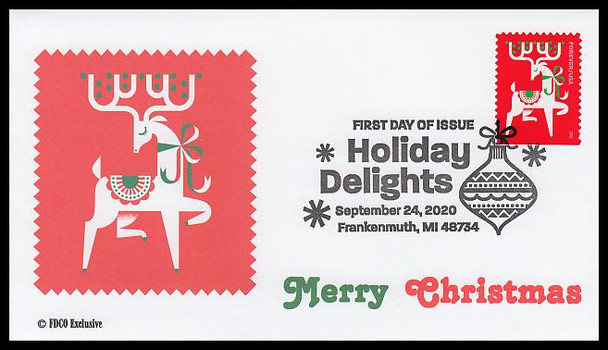 5529 / 55c Reindeer : Holiday Delights : Christmas 2020 Digital Color Postmark FDCO Exclusive FDC
