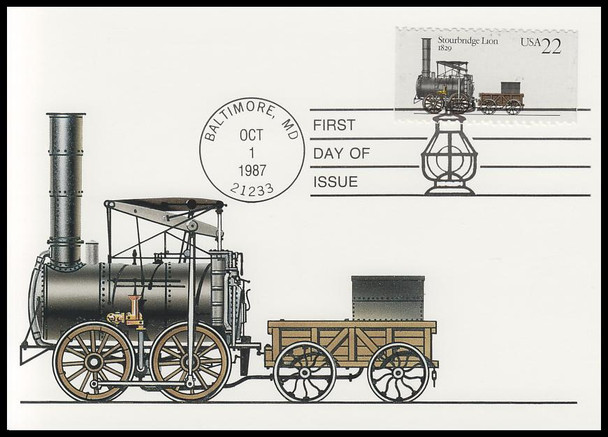 2362 - 2366 / 22c Locomotives 1987 Set of 5 USPS First Day of Issue Maximum Cards