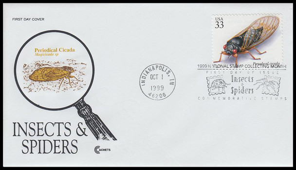 3351a-t / 33c Insects and Spiders 1999 Set of 20 Cover Craft Cachet First Day Covers with text insert cards (Limited Edition of Only 140 Made)