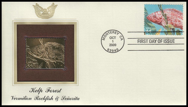 4423 a - j / 44c Kelp Forest : Nature of America Series 2009 Set of 10 Gold Replica Postal Commemorative Society FDCs with info cards