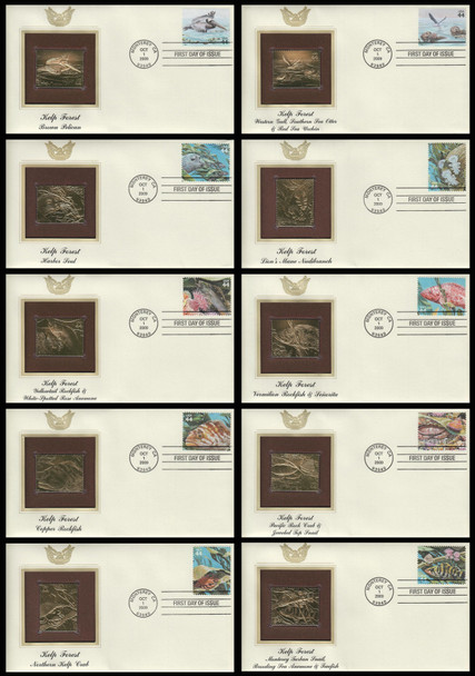 4423 a - j / 44c Kelp Forest : Nature of America Series 2009 Set of 10 Gold Replica Postal Commemorative Society FDCs with info cards