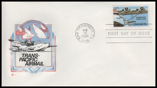 C115 / 44c Transpacific 1985 Airmal Cover Craft Cachets First Day Cover