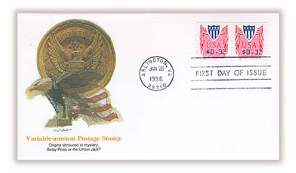 CVP33 / 32c Computer Vended Postage Coil Pair 1996 Fleetwood FDC