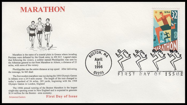 3067 / 32c Marathon Running 1996 Aristocrat Cachets First Day Cover