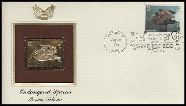 3105a-o / 32c Endangered Species 1996 Set of 15 Gold Replica Postal Commemorative Society FDCs with Info Cards