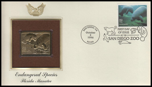 3105a-o / 32c Endangered Species 1996 Set of 15 Gold Replica Postal Commemorative Society FDCs with Info Cards