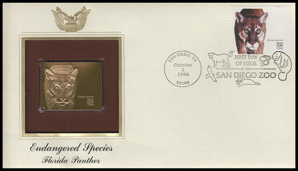 3105a-o / 32c Endangered Species 1996 Set of 15 Gold Replica Postal Commemorative Society FDCs with Info Cards