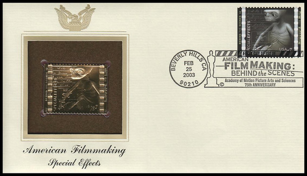 3772a - j / 37c American Filmmaking 2003 Set of 10 Gold Replica Postal Commemorative Society FDCs with info cards