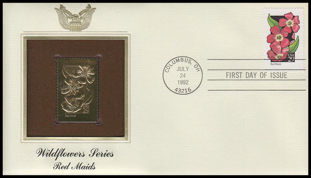 2647 - 2696 / 29c Wildflowers of the 50 States 1992 Set of 50 Gold Replica Postal Commemorative Society FDCs with Info Cards (3 HAVE EDGE TONING)