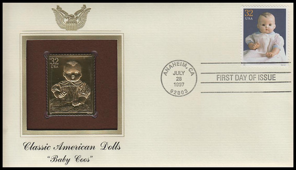 3151a-o / 32c Classic American Dolls 1997 Set of 15 Gold Replica Postal Commemorative Society FDCs with Info Cards