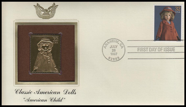 3151a-o / 32c Classic American Dolls 1997 Set of 15 Gold Replica Postal Commemorative Society FDCs with Info Cards