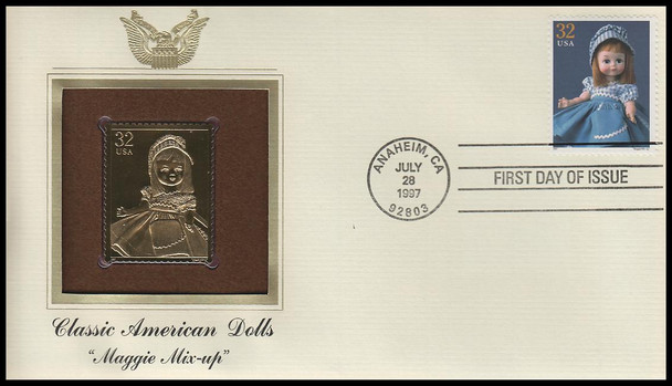 3151a-o / 32c Classic American Dolls 1997 Set of 15 Gold Replica Postal Commemorative Society FDCs with Info Cards