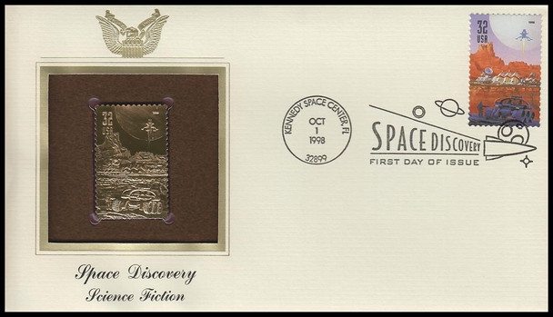 3238 - 3242 /  32c Space Discovery 1998 Set of 5 Gold Replica Postal Commemorative Society FDCs with info cards