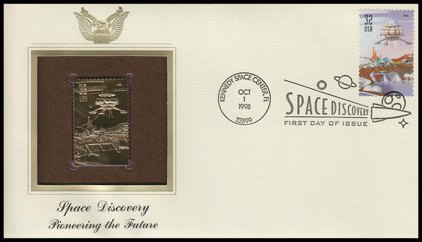 3238 - 3242 /  32c Space Discovery 1998 Set of 5 Gold Replica Postal Commemorative Society FDCs with info cards