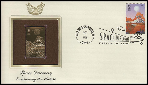 3238 - 3242 /  32c Space Discovery 1998 Set of 5 Gold Replica Postal Commemorative Society FDCs with info cards